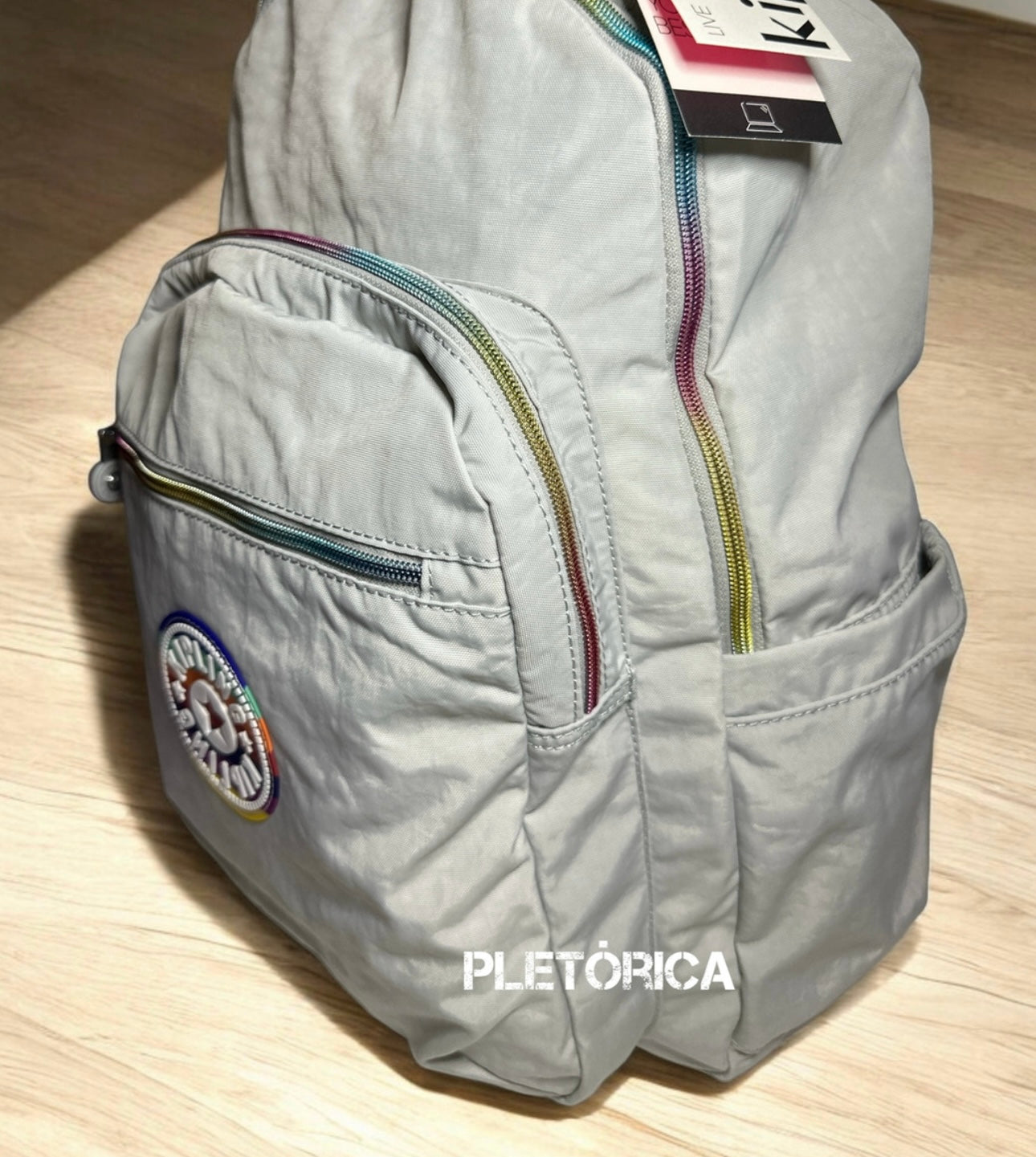 Mochila Kipling Seoul Rainbow Gris Grande