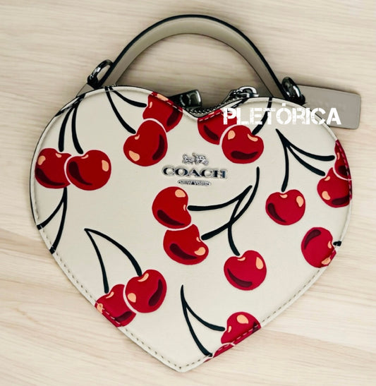 Bolsa Coach Crossbody Corazón Estampado de Cerezas