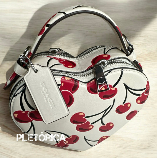 Bolsa Coach Crossbody Corazón Estampado de Cerezas