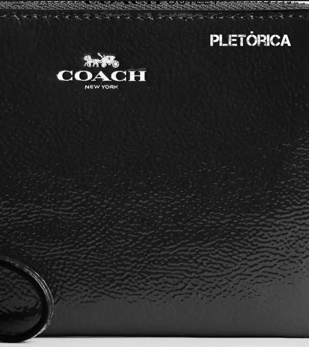 Muñequera Coach Charol Con Cierre Color Negro